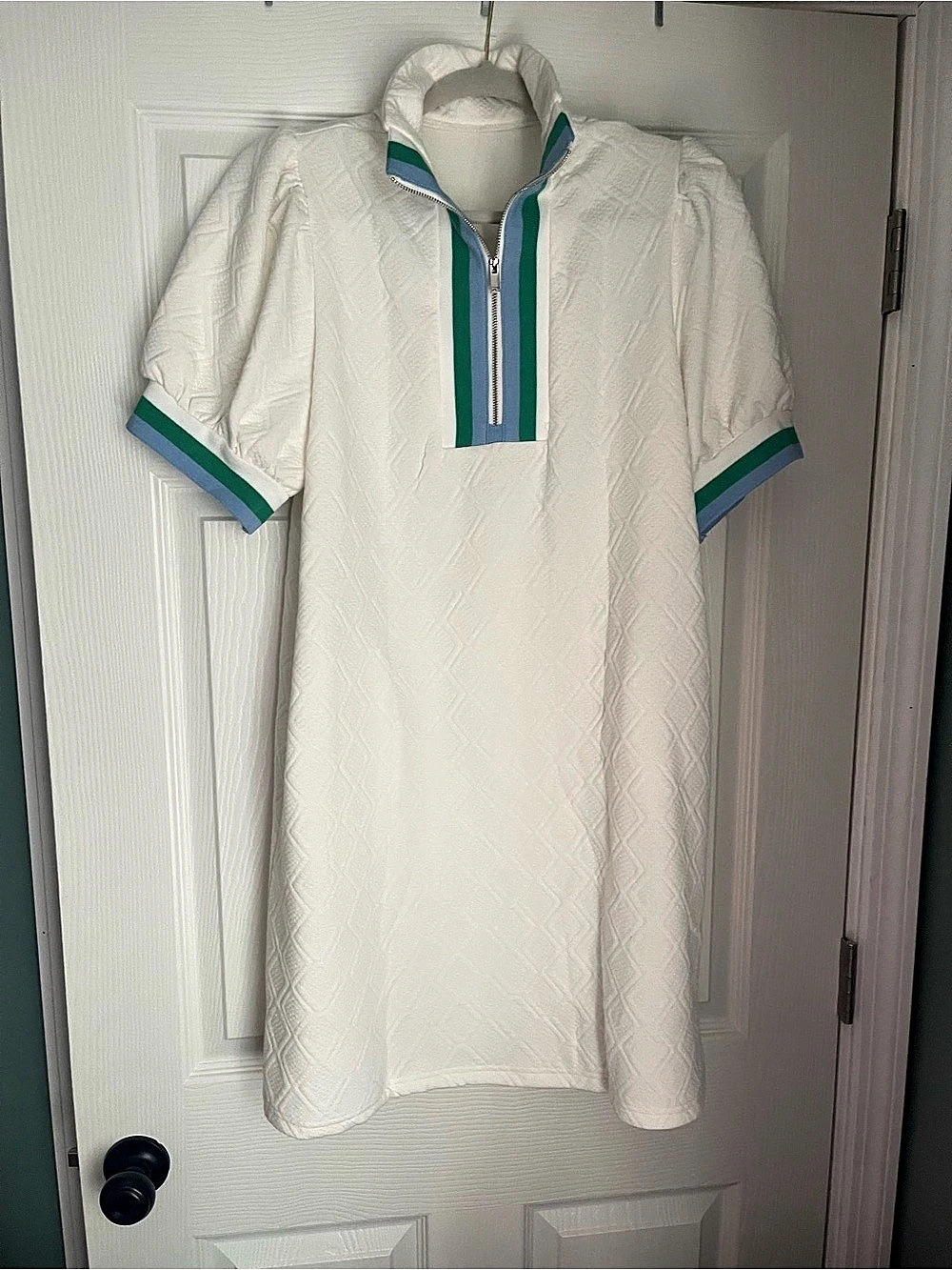 White & Green Mini Dress XL
